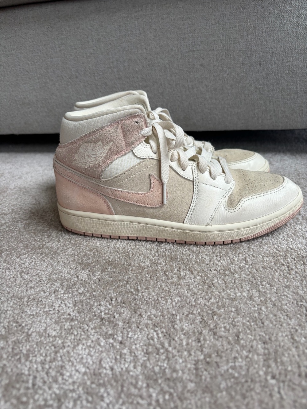 Jordan Women’s Mid-Top Sneakers in Cream & Blush Pink